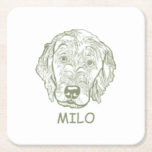 Labradoodle Hond gepersonaliseerde Hand Drawing Kartonnen Onderzetters
