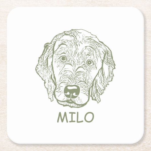 Labradoodle Hond gepersonaliseerde Hand Drawing Kartonnen Onderzetters (Voorkant)
