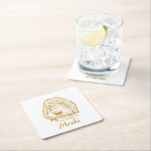 Labradoodle Hond Gepersonaliseerde Hand Drawing Kartonnen Onderzetters (Insitu)