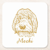 Labradoodle Hond Gepersonaliseerde Hand Drawing Kartonnen Onderzetters (Voorkant)