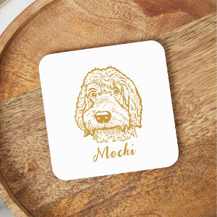 Labradoodle Hond Gepersonaliseerde Hand Drawing Kartonnen Onderzetters