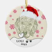 Labradoodle Hond Gepersonaliseerde Hand Drawing Keramisch Ornament (Voorkant)
