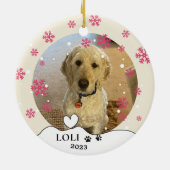 Labradoodle Hond Gepersonaliseerde Hand Drawing Keramisch Ornament (Achterkant)