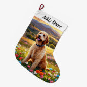 Labradoodle hond grote kerstsok (Voorkant (Hangend))