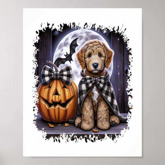 Labradoodle Hond Halloween Plein Poster (Voorkant)