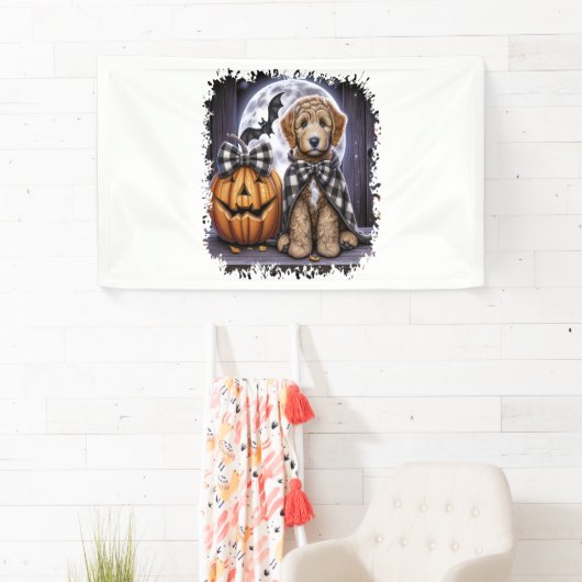 Labradoodle Hond Halloween Plein Spandoek (Insitu)