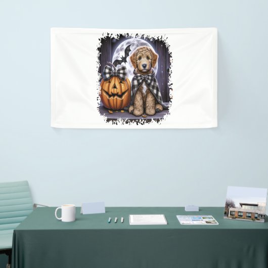 Labradoodle Hond Halloween Plein Spandoek (Beurs)