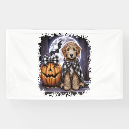 Labradoodle Hond Halloween Plein Spandoek (Horizontaal)