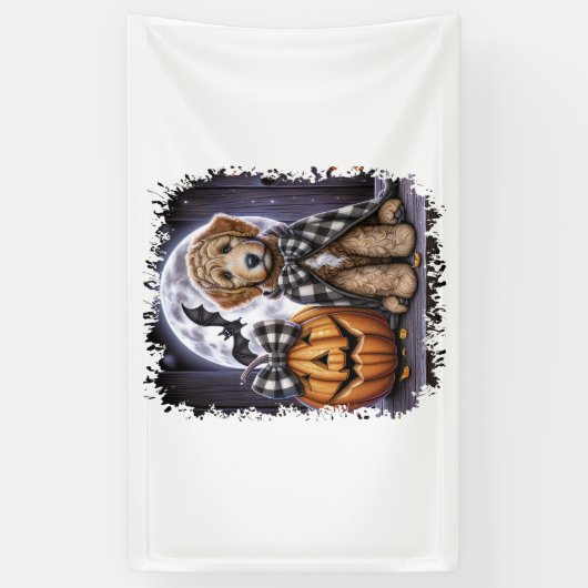 Labradoodle Hond Halloween Plein Spandoek (Verticaal)
