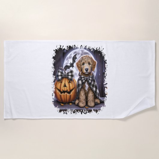 Labradoodle Hond Halloween Plein Strandlaken (Voorkant)