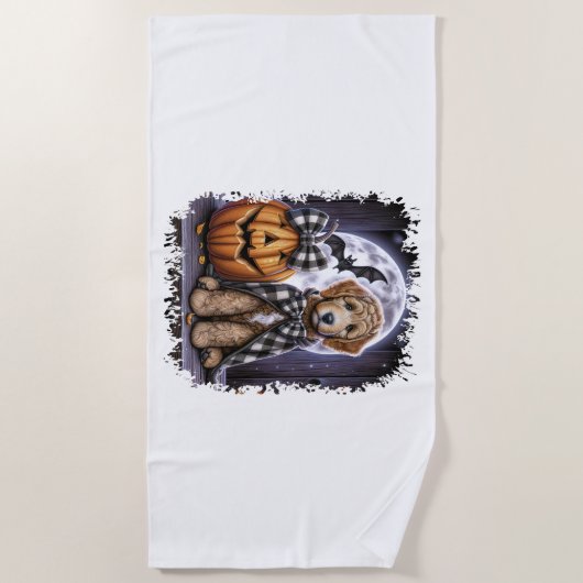 Labradoodle Hond Halloween Plein Strandlaken (Voorkant)