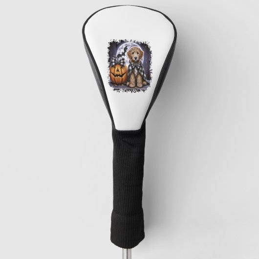 Labradoodle Hond Halloween Vierkant Golfheadcover (Voorkant)