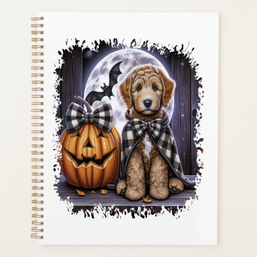 Labradoodle Hond Halloween Vierkant Planner (Voorkant)