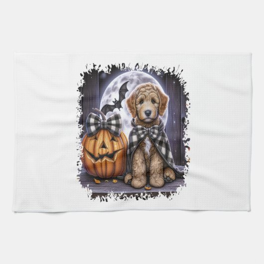 Labradoodle Hond Halloween Vierkant Theedoek (Horizontaal)