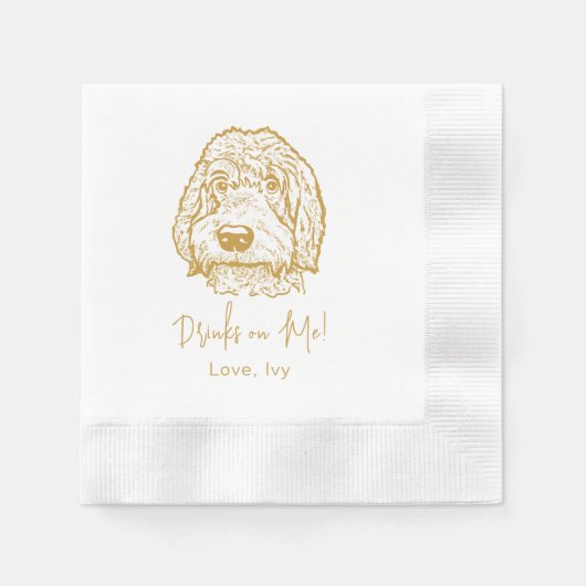 Labradoodle Hond Handtekening Gepersonaliseerd Servet (Voorkant)