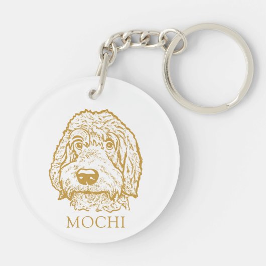 Labradoodle Hond Handtekening Gepersonaliseerd Sleutelhanger (Achterkant)