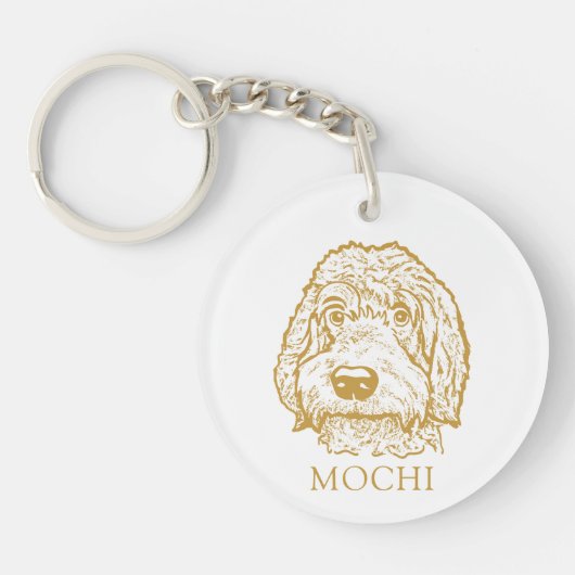 Labradoodle Hond Handtekening Gepersonaliseerd Sleutelhanger (Voorkant)