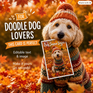 Labradoodle Hond Herfstbladeren Gezellige Herfstgr Kaart