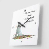 labradoodle hond in bladeren citaat wandklok (Hoek)