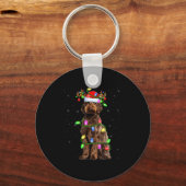 Labradoodle Hond Kerst Verlichting Kerstman Labrad Sleutelhanger (Voorkant)