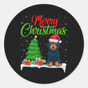 Labradoodle Hond Kerstboom Lichten Grappig Xmas D Ronde Sticker