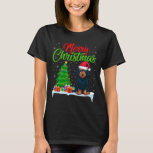 Labradoodle Hond Kerstboom Lichten Grappig Xmas D T-shirt
