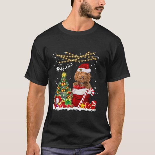 Labradoodle Hond Kerstboom Lichten Hond Eigenaar X T-shirt (Voorkant)