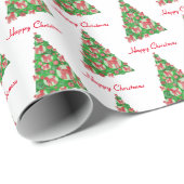 Labradoodle Hond Kerstboom Vakantie Wit Cadeaupapier (Rol Hoek)