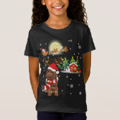 Labradoodle Hond Licht Kerst Rendier Boom Xmas T-shirt (Voorkant)