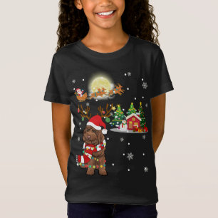 Labradoodle Hond Licht Kerst Rendier Boom Xmas T-shirt