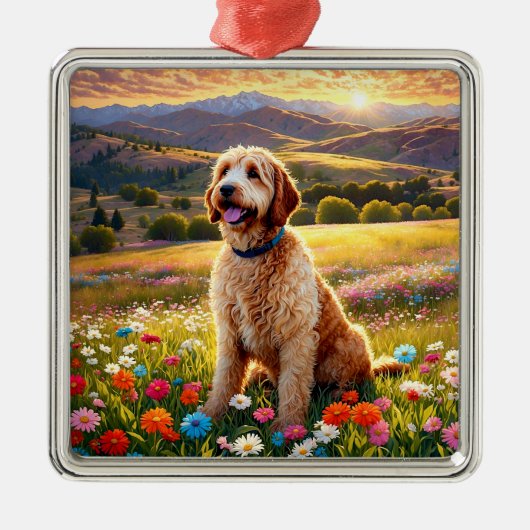Labradoodle hond metalen ornament (Voorkant)