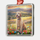 Labradoodle hond metalen ornament (Links)