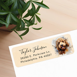 Labradoodle-hond retouradreslabel etiket