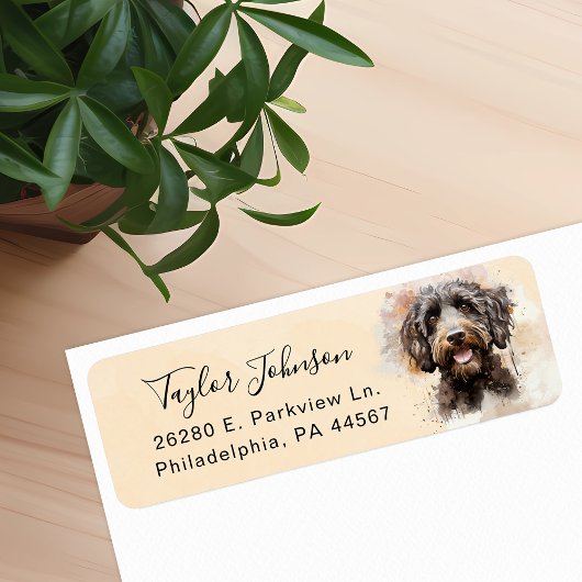 Labradoodle-hond retouradreslabel etiket