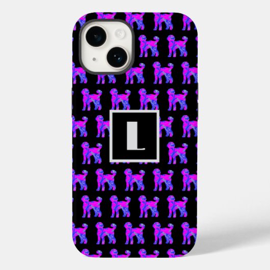Labradoodle Hond Roze Blauw Silhouet Mono Zwart Case-Mate iPhone Case (Achterkant)