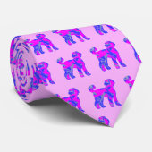 Labradoodle Hond Schattig Roze Silhouet Roze Nek Stropdas (Opgerold)