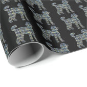 Labradoodle Hond Silhouet Geel&Blauw Raster Zwart Cadeaupapier (Rol Hoek)