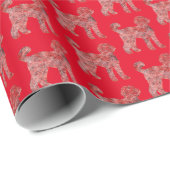 Labradoodle Hond Silhouet Kerst Rood Cadeaupapier (Rol Hoek)