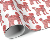 Labradoodle Hond Silhouet Kerst Wit Cadeaupapier (Rol Hoek)