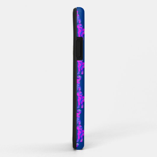 Labradoodle Hond Silhouet Roze Monogram Blauw Case-Mate iPhone Case (Achterkant/rechts)