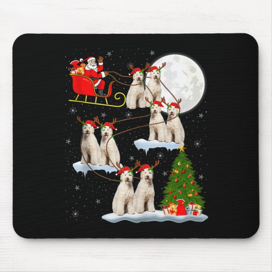 Labradoodle Hond Sinterklaas Slede Vliegend Grappi Muismat (Voorkant)
