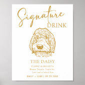 Labradoodle Hond Trouwhandtekening Drink Teken Poster (Voorkant)