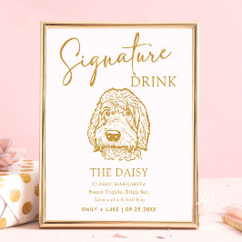 Labradoodle Hond Trouwhandtekening Drink Teken Poster