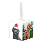 Labradoodle Hond Twee Foto Kerstvakantie Decoratie (Achter hoekig)