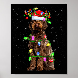 Labradoodle Hond Xmas Verlichting Kerstman Labrado Poster