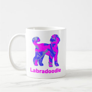 Labradoodle Honden Silhouet Krankzinnig Heet Roze Koffiemok