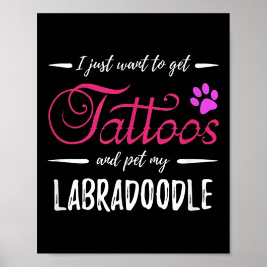 Labradoodle Hondenliefhebber Tattoo Funny Dog Mom Poster (Voorkant)