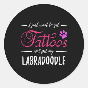Labradoodle Hondenliefhebber Tattoo Funny Dog Mom Ronde Sticker