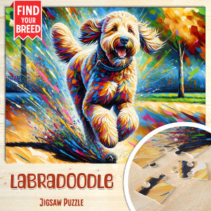 Labradoodle Hondenportret Acryl Kunstprint Hond Legpuzzel