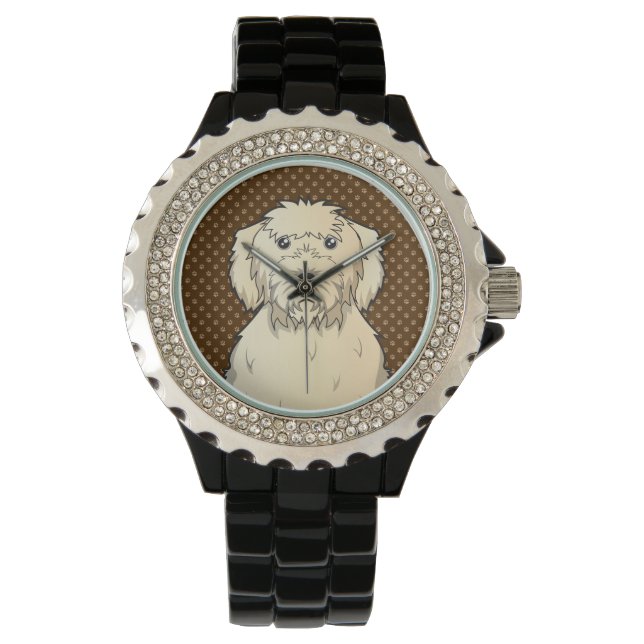 Labradoodle Hondenpoten Cartoon Horloge (Voorkant)